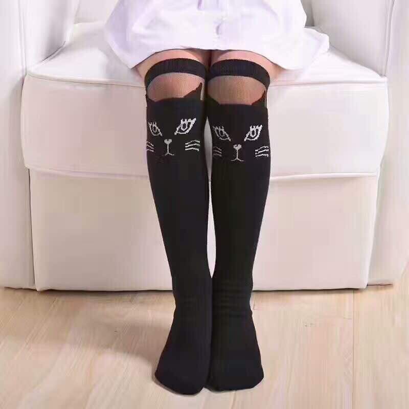 جوراب ساق بلند دخترانه گربه